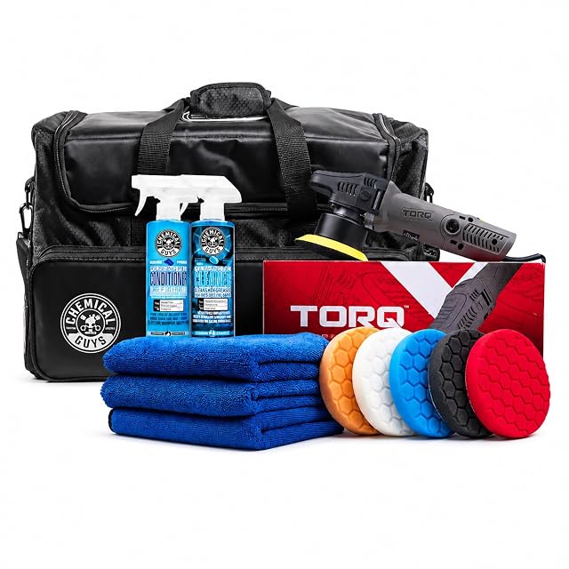 Chemical Guys TORQX dual action polisher 14-piece detailing kit with bag