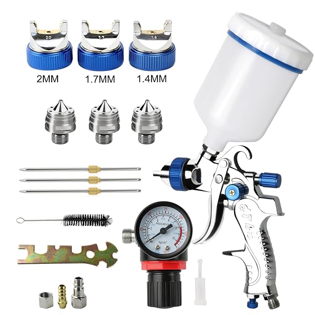 Awsuc HVLP spray gun with three nozzles