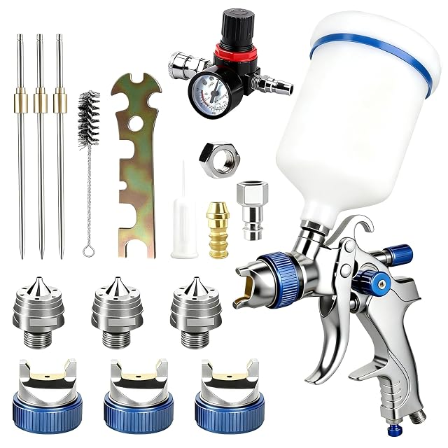 MFUSUL HVLP spray gun kit with three nozzles
