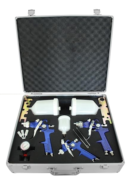 TRUTZHOLM three-gun HVLP spray set in aluminum case