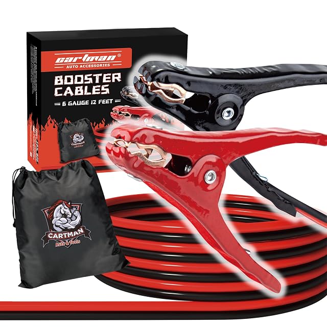 Cartman 6 gauge 12 ft jumper cables with carry bag
