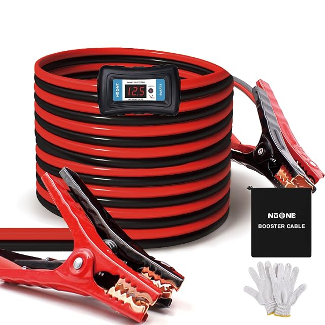 Noone 2 gauge jumper cables with LCD display and clamps
