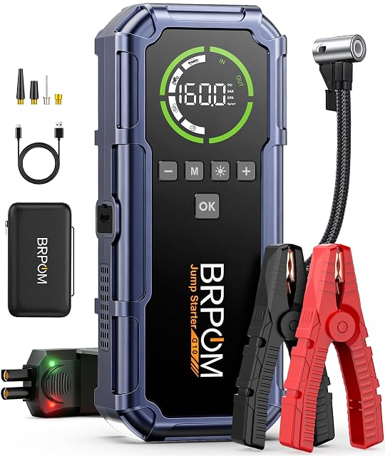 BRPOM G10-MX jump starter with 160 PSI air compressor