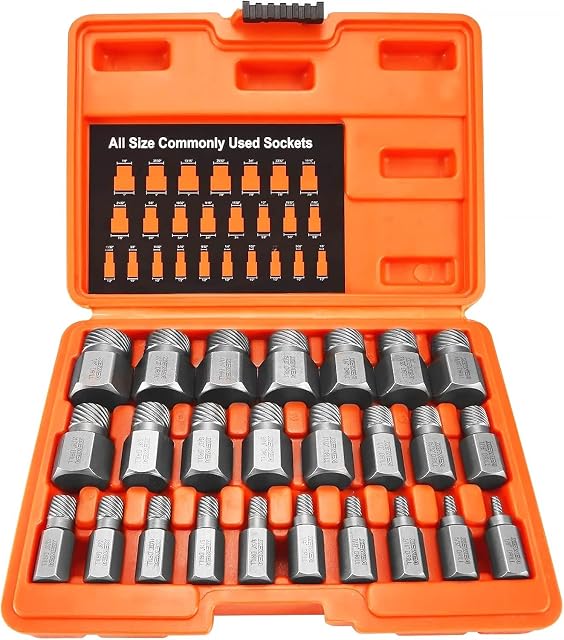XEWEA 25-piece multi-spline screw and bolt extractor set