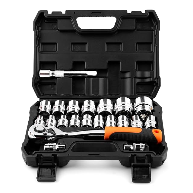 QualiapeX 21-piece 1/2 inch socket set in case