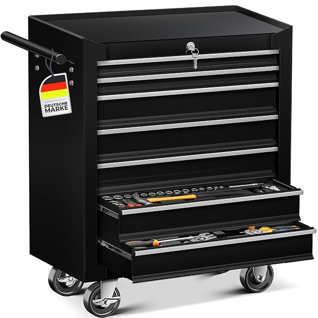 MASKO 7-drawer lockable tool trolley