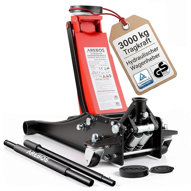 Arebos 3 t low profile hydraulic trolley jack