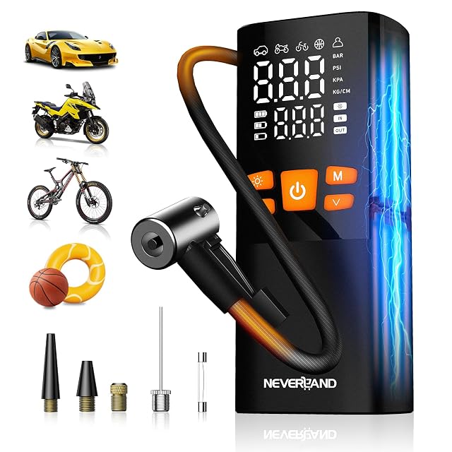NEVERLAND cordless tire inflator with battery