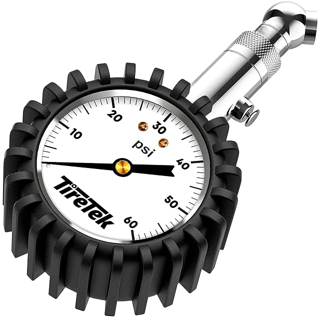 TIRETEK 60 PSI analog dial tire pressure gauge with rubber cover