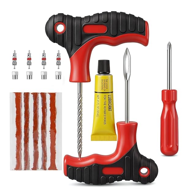 TOURGUARD 17 piece tire repair kit with T handle tools