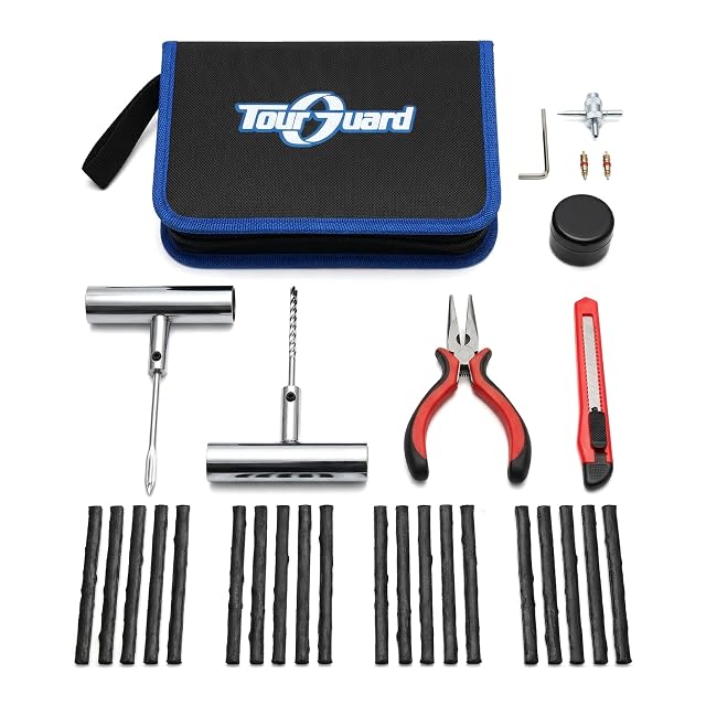 TOURGUARD 31 piece flat tire repair kit with plugs